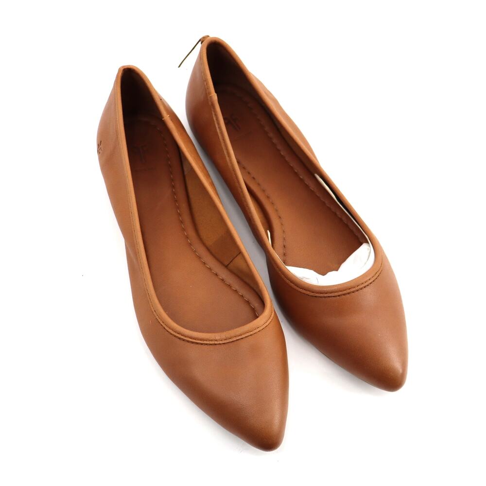FRYE Regina Brown Smooth Leather Pointy Almond Toe Ballet Flats Classic Size 7.5